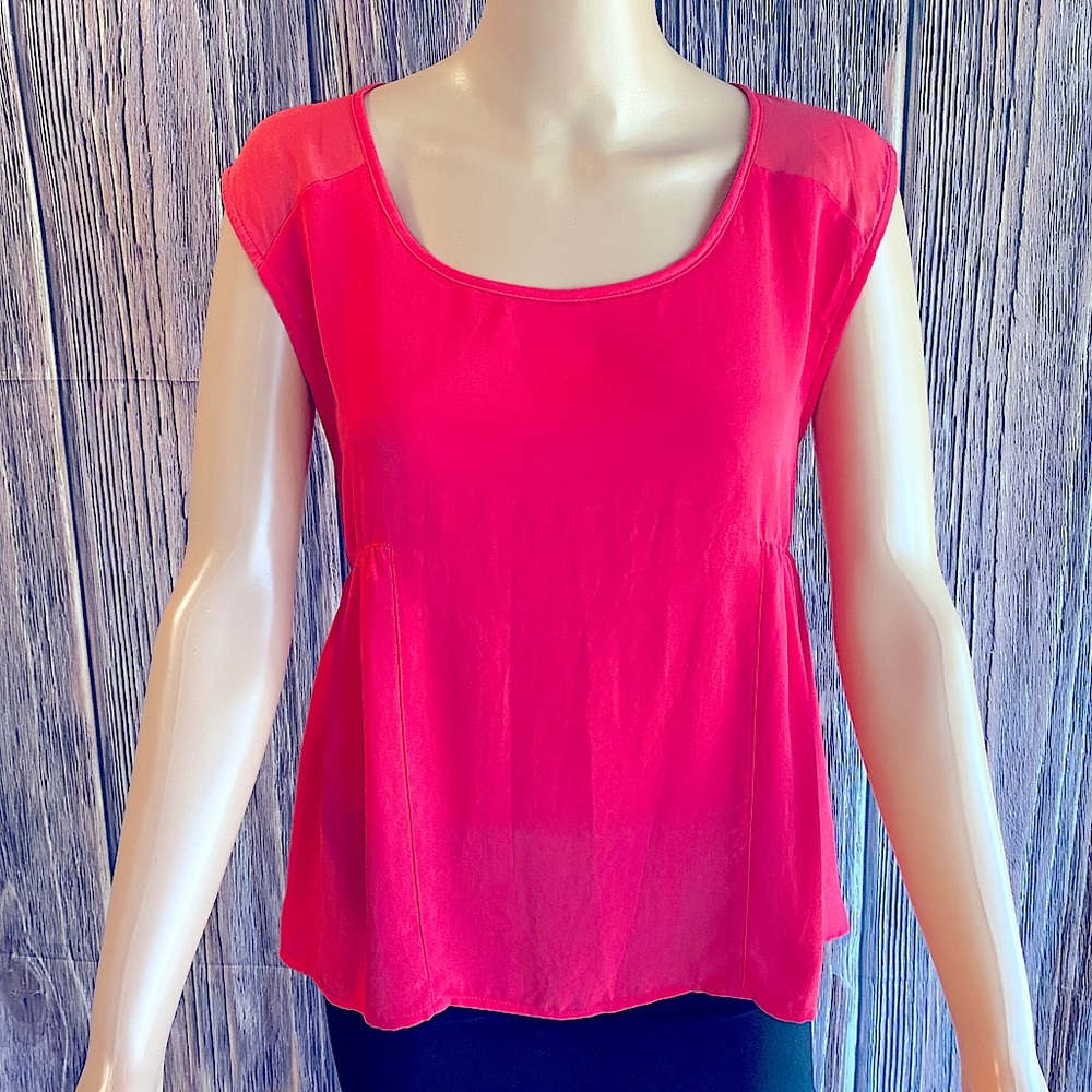 Forever 21 hot pink flowy chiffon blouse size XS
